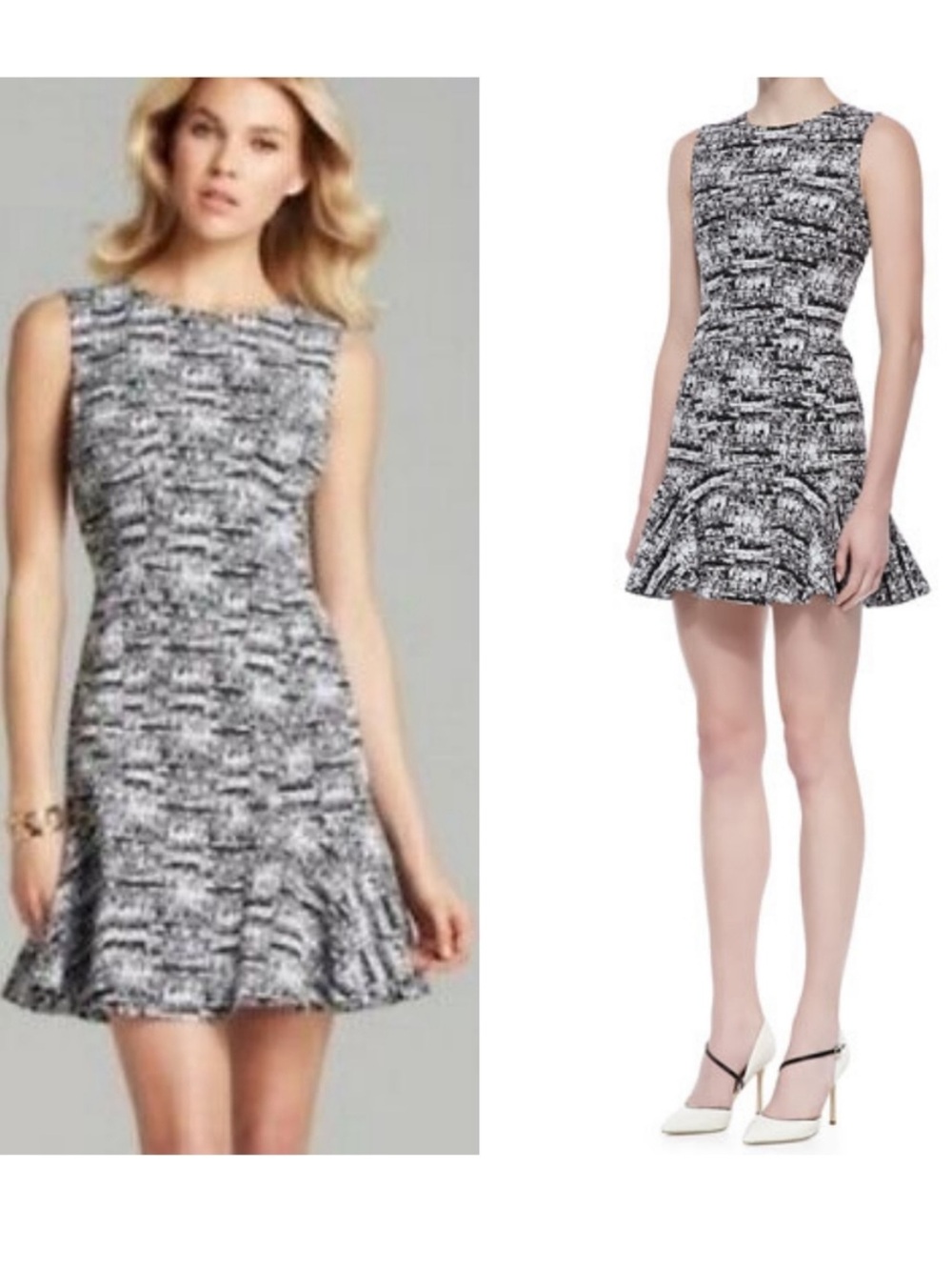 DIANE VON FURSTENBERG JAELYN SLEEVELESS FLUTTER HEM DRESS SIZE 6 LIKE NEW